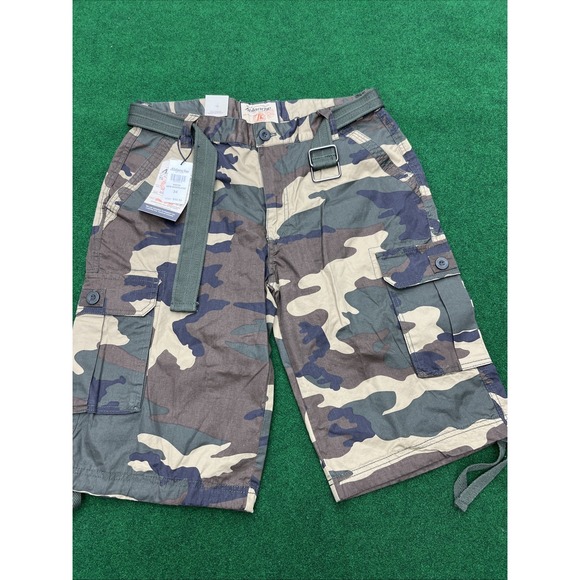Abalanche Other - Ablanche Green Camo Cargo Shorts Belt & Pockets Mens Size 34 NWT